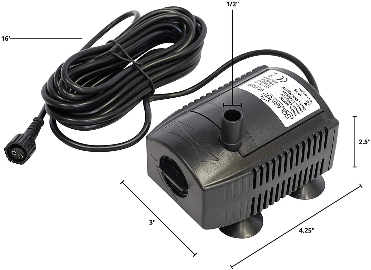 Replacement Solar Water Pump (160+GPH, 12v DC Submersible)