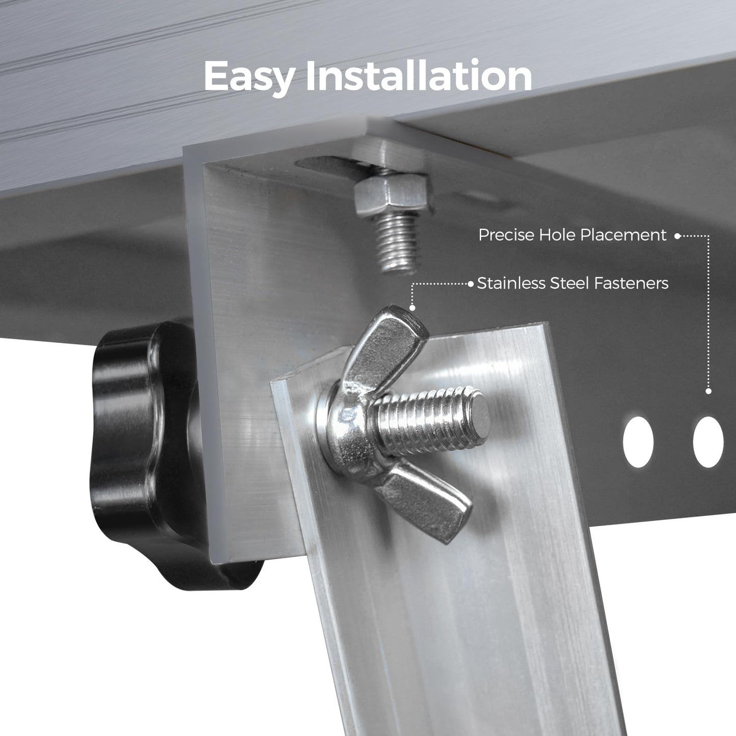 Adjustable Solar Panel Mount Brackets with Foldable Tilt Legs (50in) on Any Flat Surface for Any Off-Grid System