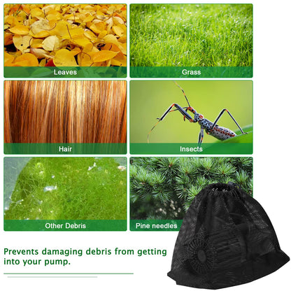 Mesh Pond Pump Filter Bag for Outdoor Water Ponds (2Pcs-12.2"x 15.9")