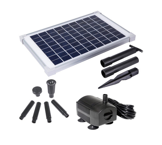 Solar Water Pump Kit (235+GPH, 18v DC Submersible, 25 Watt Solar Panel) - Battery Compatible