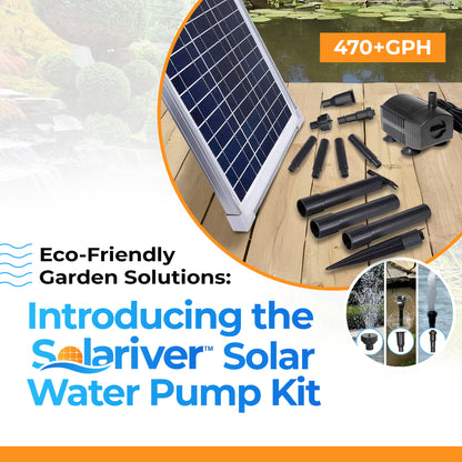 Solar Water Pump Kit (470+GPH, 18v DC Submersible, 40 Watt Solar Panel) - Battery Compatible