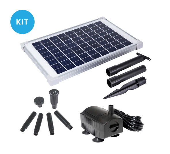 Individual parts of the Solariver™ Solar Water Pump Kit (160+GPH, 12v DC Submersible, 12 Watt Solar Panel)